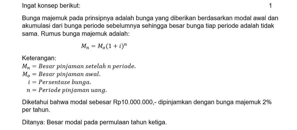 Modal Sebesar Rp10.000.000,00 Dipinjamkan Dengan B...