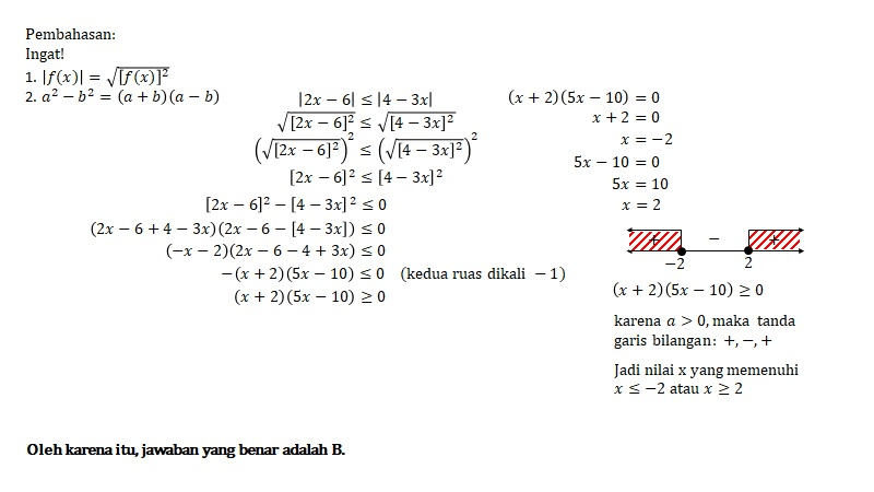 10 Nilai X Yang Memenuhi 2x 6 ≤ 4 3x