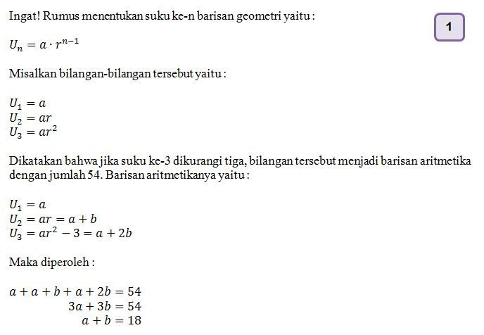 Tiga Buah Bilangan Merupakan Barisan Geometri Deng...