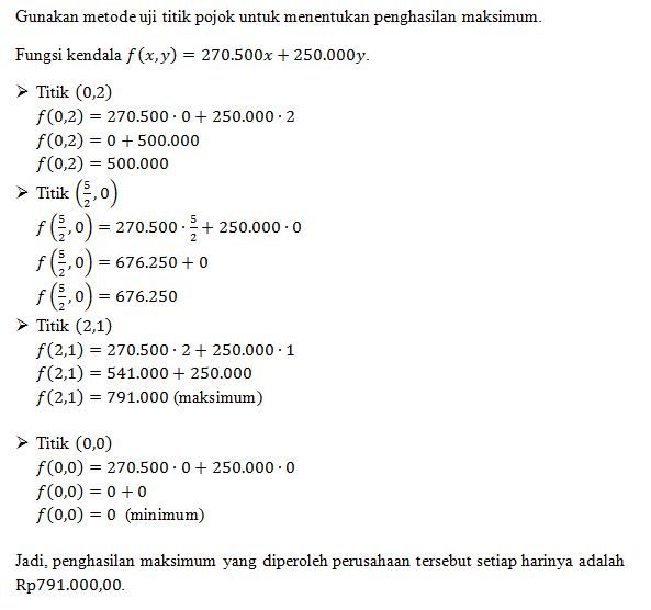 Suatu Perusahaan Memproduksi Dua Jenis Barang, Yai...