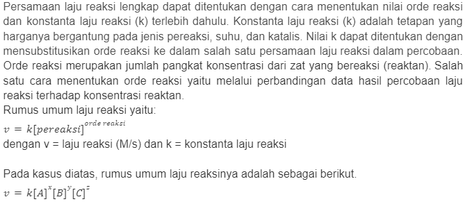 Dari Persamaan Reaksi A + B + C → Hasil, Diperoleh...