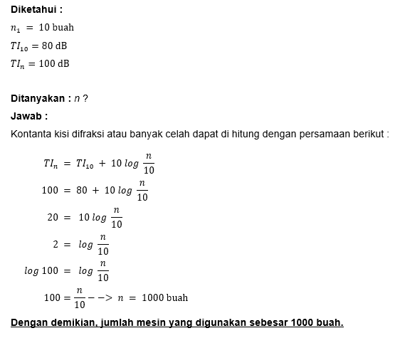 Taraf Intensitas Bunyi Dari 10 Buah Mesin Adalah 8...