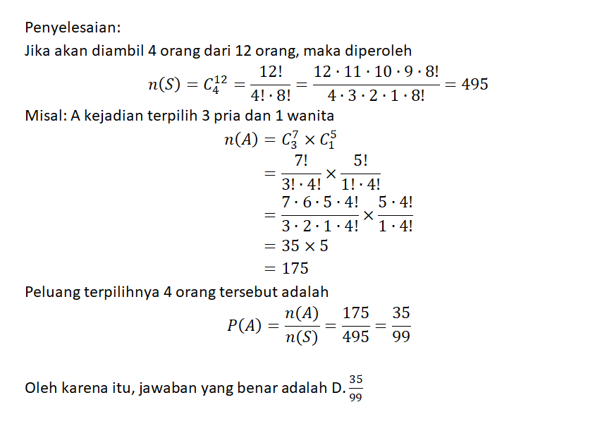 Dari 7 Orang Pria Dan 5 Orang Wanita Akan Dipilih 