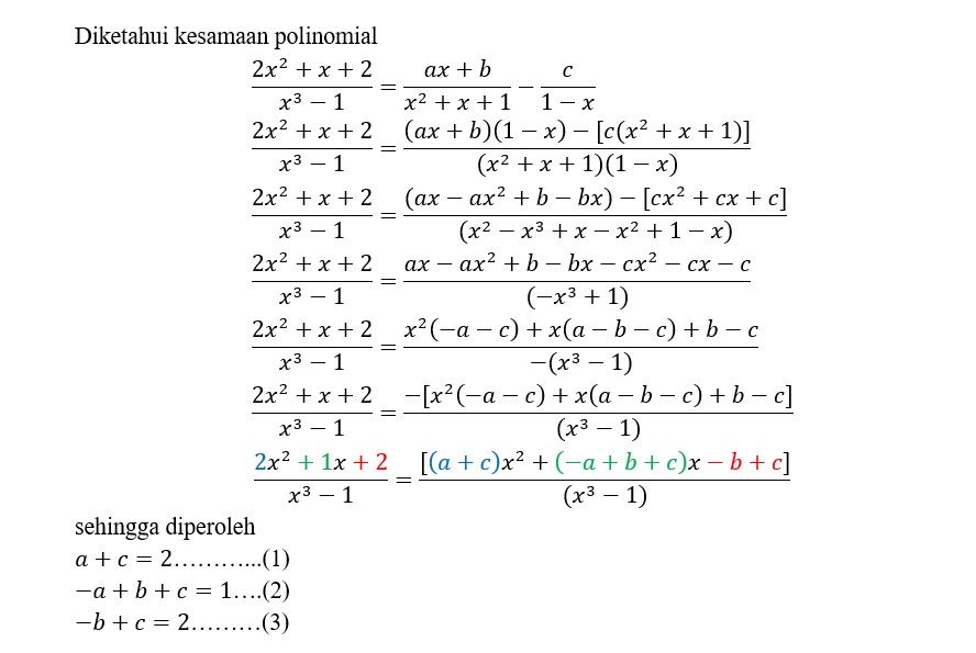 Tentukan Nilai B - A + C Dari Kesamaan Polinomial ...