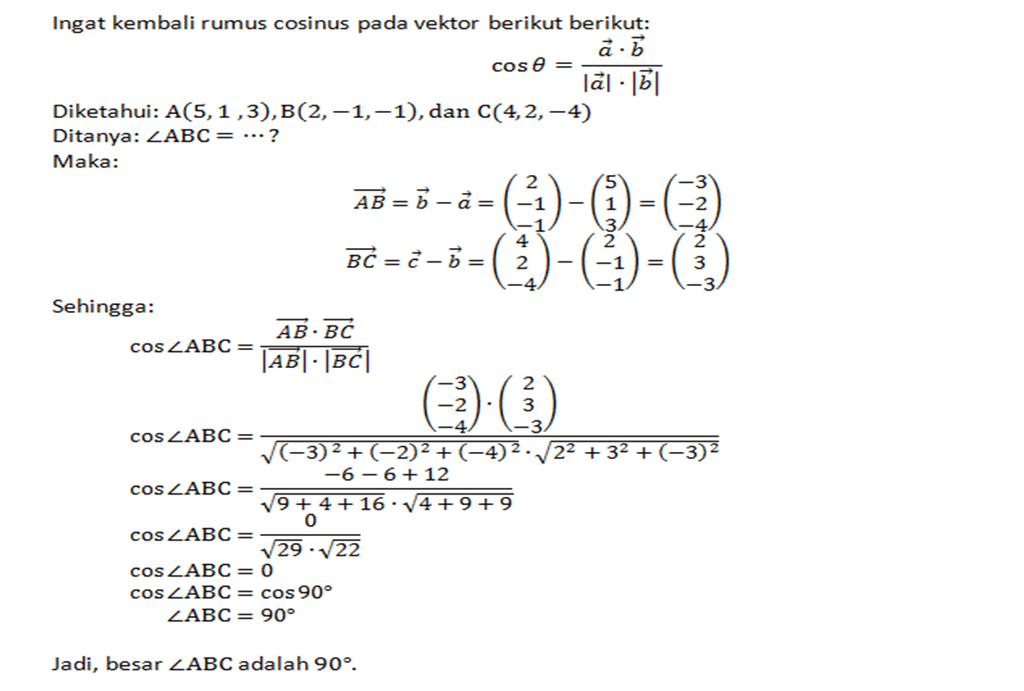 Diketahui Titik A(5,1,3), B(2, -1, -1), C(4, 2, -4...