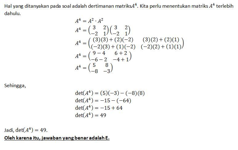 Jika Diketahui Matriks B=[(2 -5)(6 -3)] Dan Berlak...