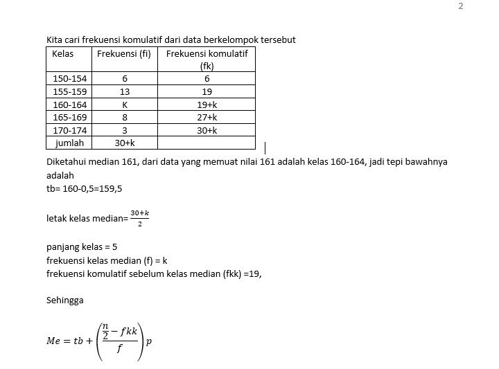 Diketahui Data Tinggi Badan Sekelompok Siswa Yang ...