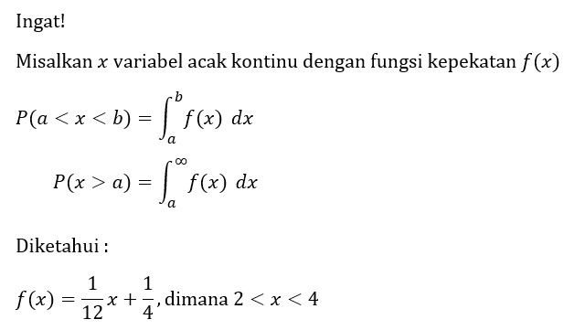 X Adalah Variabel Acak Kontinu Yang Nilainya Berad...