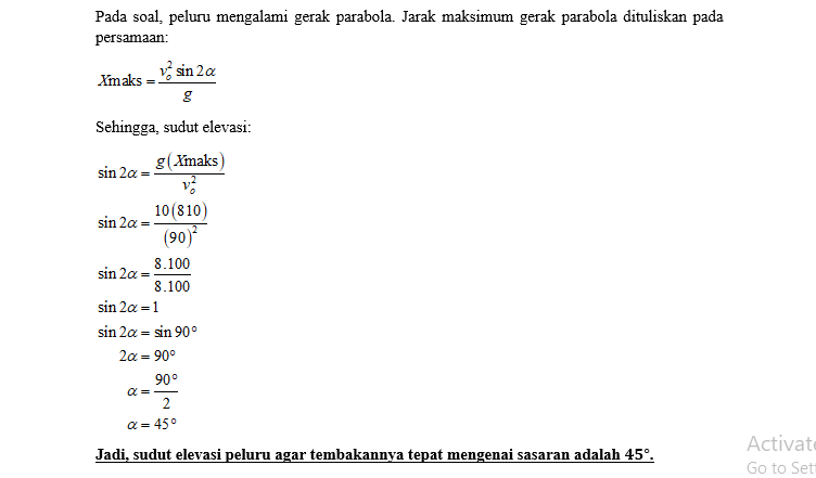 Sebuah Peluru Ditembakkan Condong Ke Atas Dengan K...