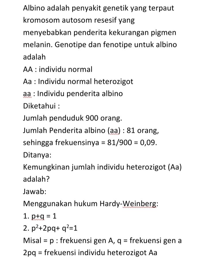 Di Suatu Desa Berpenduduk 900 Orang, Diketahui 81 ...