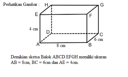 Diketahui Balok ABCD.EFGH Memiliki Ukuran AB=8cm,B...