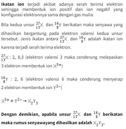 Dua Buah Unsur Mempunyai Notasi : 27 X 13 Dan 16 Y...