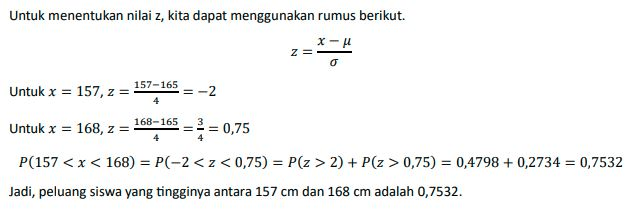 Tinggi rata-rata siswa berdistribusi normal dengan...