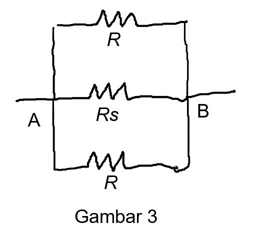 Perhatikan rangkaian berikut ini. Jika R = 2Ω, ma...