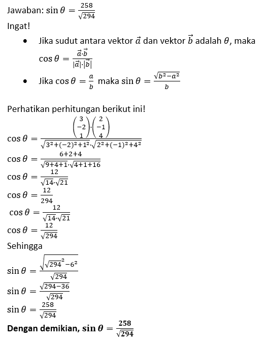 Diketahui Vektor U =3i-2j+k Dan Vektor V =2i-j+4k ...