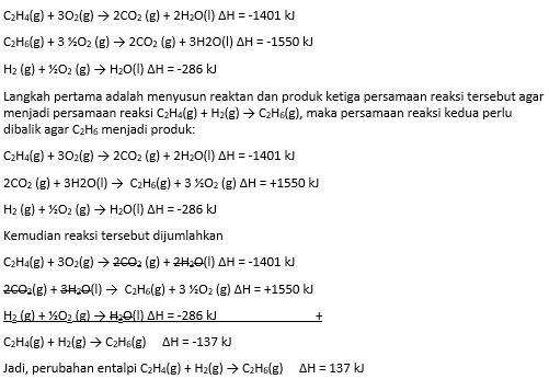 Hitung H pembentukan etana dalam reaksi C2H4 g