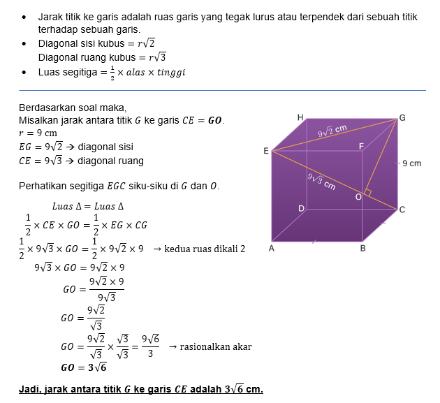 Diketahui Kubus Abcd Efgh Dengan Panjang Rusuk 9cm