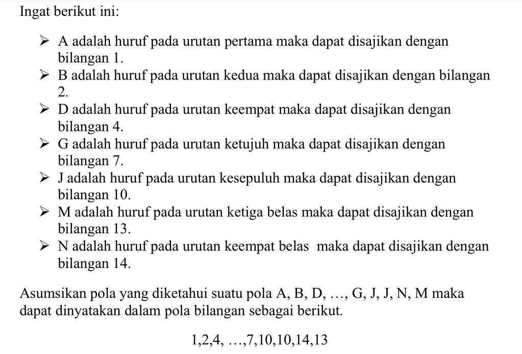 Tentukan Huruf Yang Hilang Dari Pola: A, B, D,