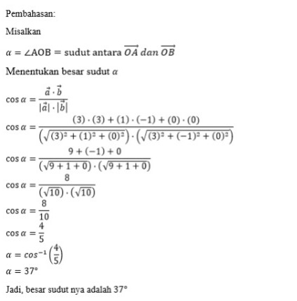 Tentukan besar sudut yang dibentuk oleh ruas garis...