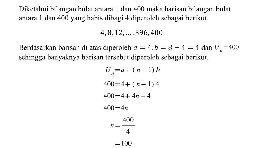 Jumlah Bilangan Asli Yang Habis Dibagi 4 , Tetapi ...