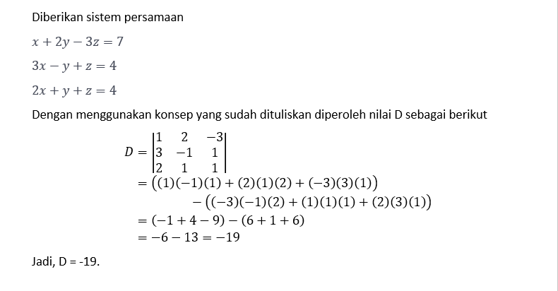 Diketahui Sistem Persamaan Linear Tiga Variabel