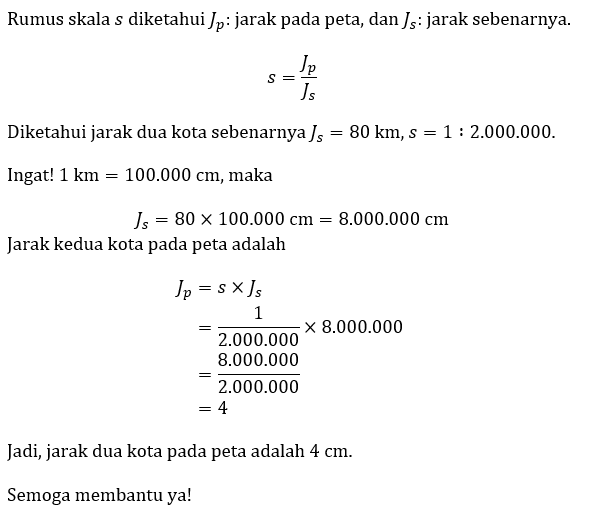 Jarak Kedua Kota 80 Km Berapakah Jarak Dua Kota Te...