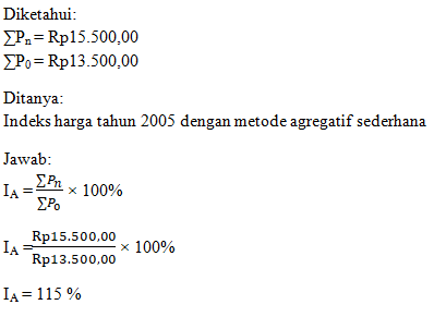 Berdasarkan tabel tersebut, hitunglah indeks harga...