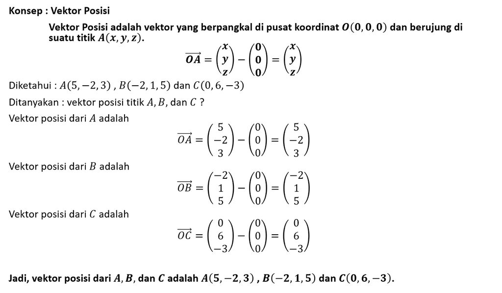 Diketahui Koordinat Titik A(5,-2,3),B(-2,1,5) Dan ...