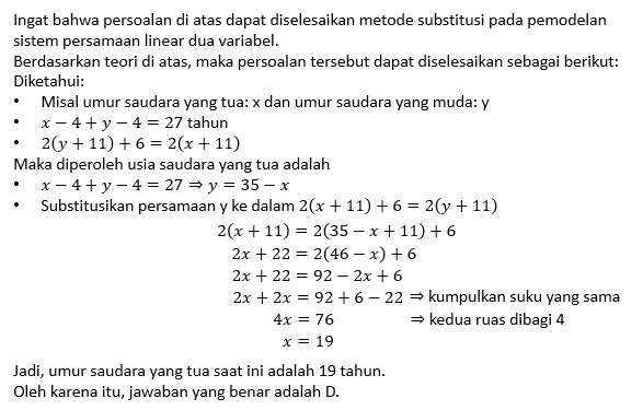 Empat Tahun Yang Lalu Jumlah Usia 2 Orang Bersauda...