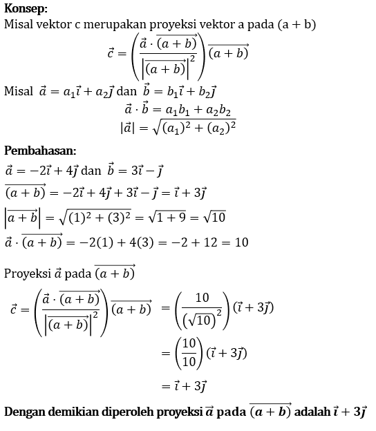 Proyeksi Vektor A Pada Vektor (a+b) Untuk A=-2i