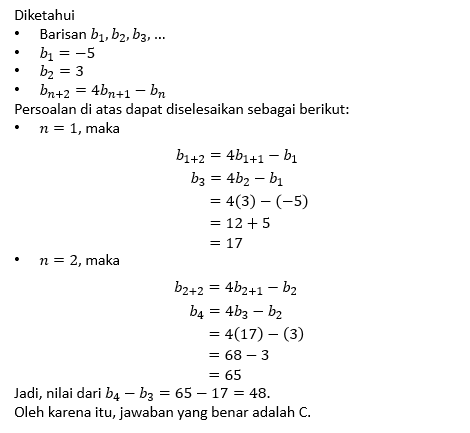 Diketahui Suatu Barisan B1, B2, B3, .... Jika B1=-...