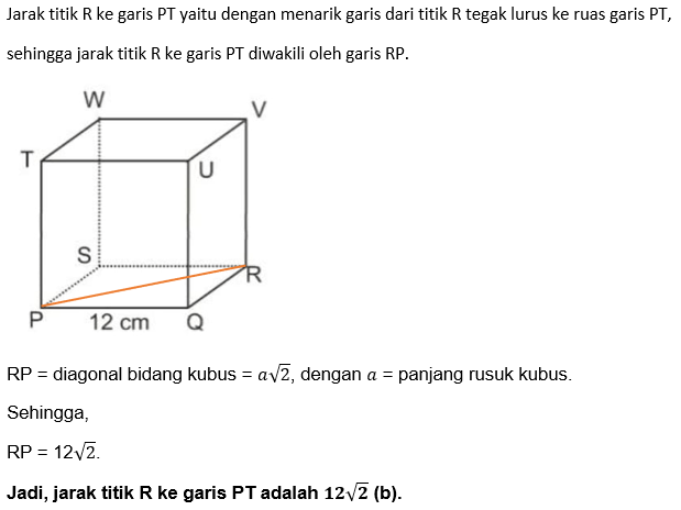 Kubus PQRS.TUVW Panjang Rusuknya 12 Cm. Jarak Titi...