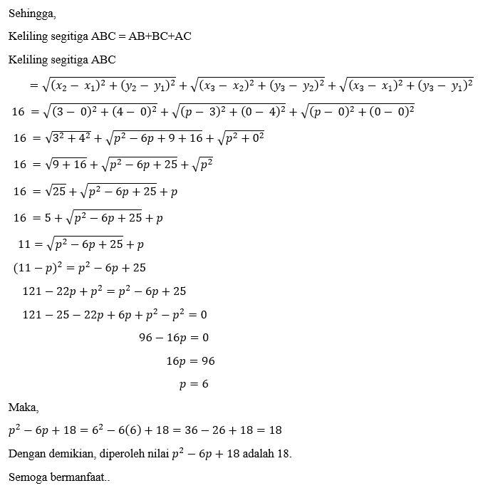 Pada Segitiga ABC Diketahui Koordinat A(0,0),B(3,4...