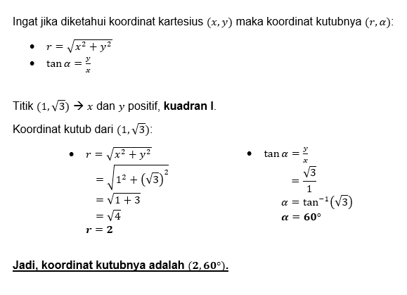 Tentukan koordinat kutub titik-titik di bawah ini....