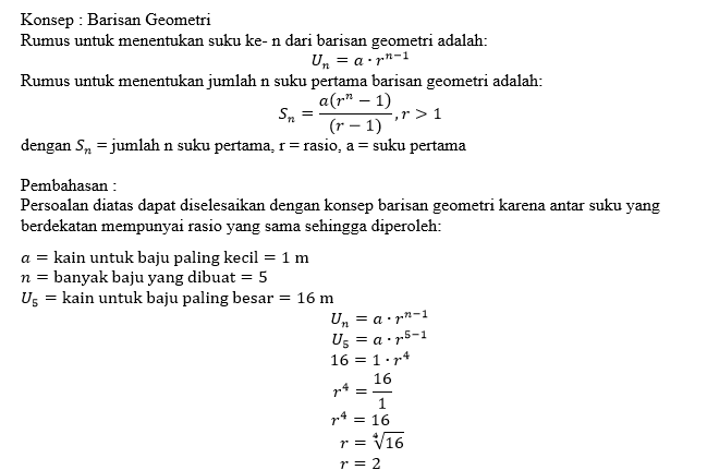 Renita Membeli Bahan Untuk Membuat 5 Buah Baju. Ji...