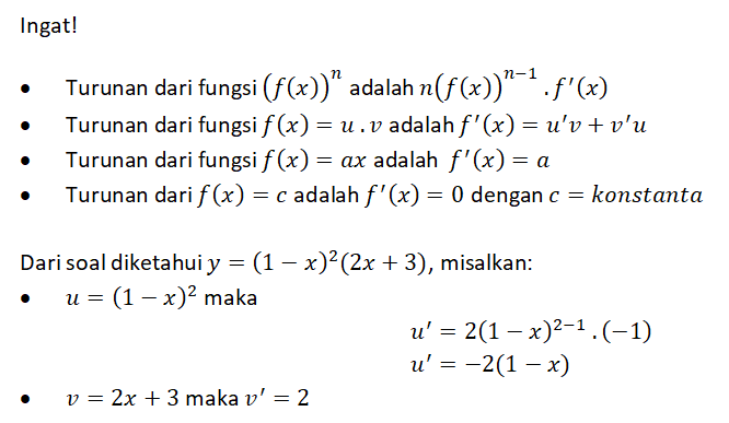 Turunan Dari Y 1 X 2x 3 Adalah To