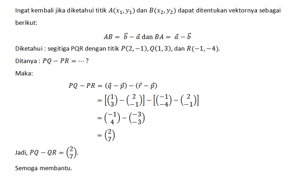 Diketahui Segitiga PQR Dengan Titik P(2, -1), Q(1,...