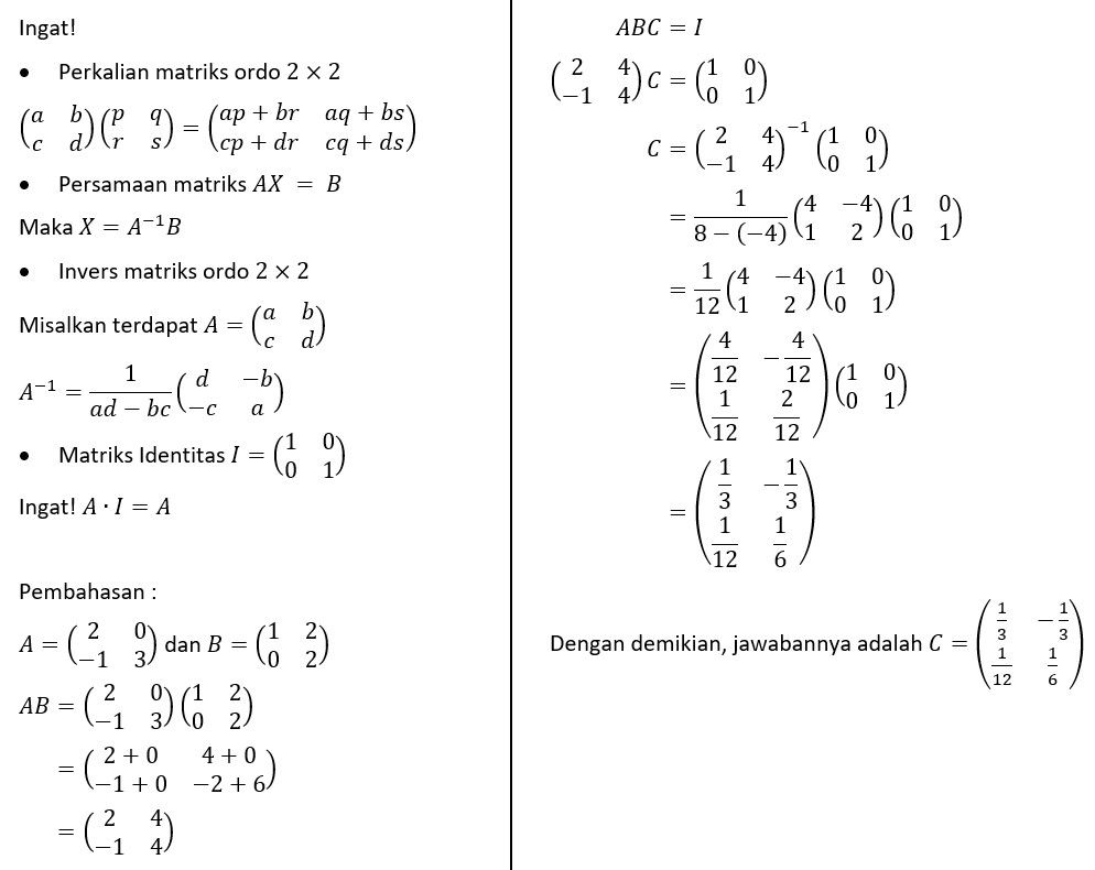 Diketahui Dua Matriks A=[(2 0)(-1 3)] Dan B=[(1 2)...