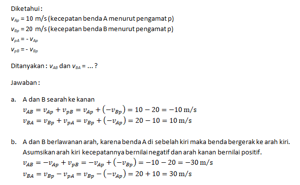 Benda A Dan Benda B Bergerak Dengan Kecepatan Masi...