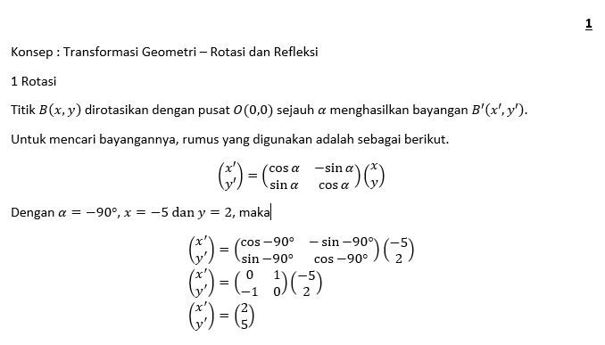 Titik B (-5,2) Dirotasikan Dengan Pusat O(0,0) Eja...