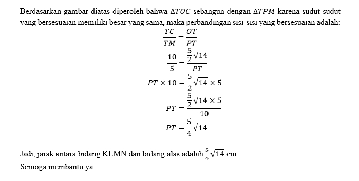 Diketahui Limas Beraturan T.ABCD Dengan Panjang Ru...