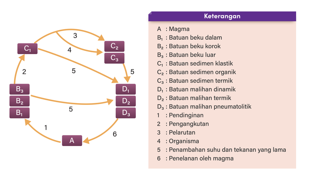 Perhatikan Gambar Siklus Batuan Berikut! Pernyata...