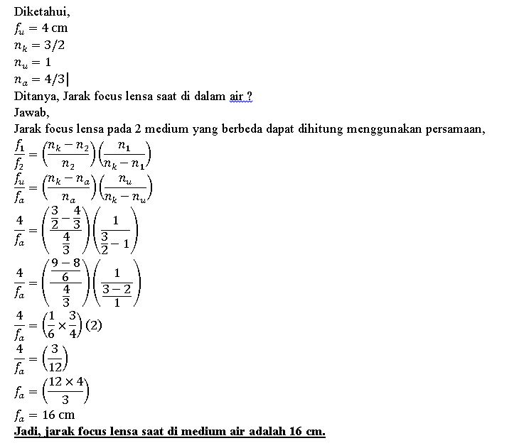 sebuah lensa cekung dengan indeks bias n = 3/2 ,me...