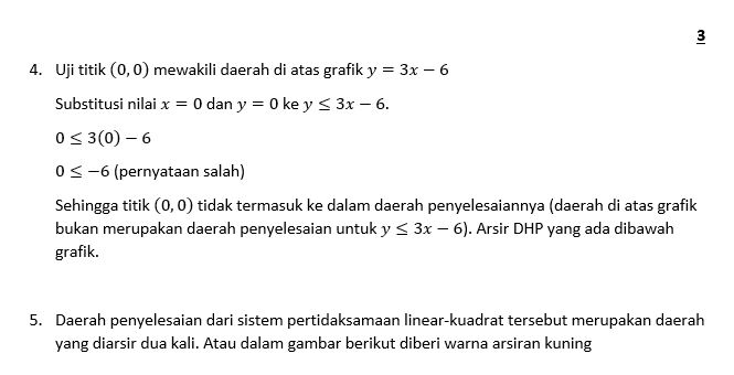 Gambarlah Sistem Pertidaksamaan Y≤3x−6 Dan Y≥x²−4x