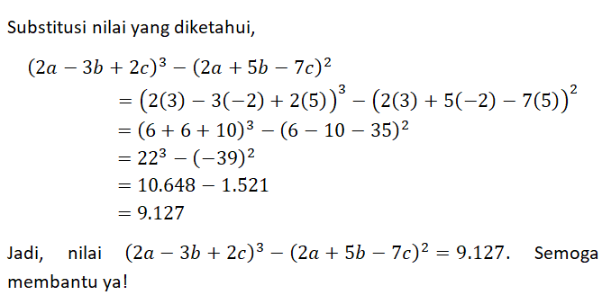 Jika A=3,b=−2 Dan C=5, Hitunglah Nilai Dari : D.