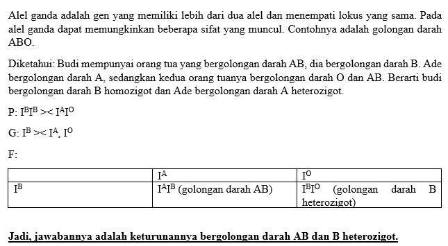 Budi Mempunyai Orang Tua Yang Bergolongan Darah AB...