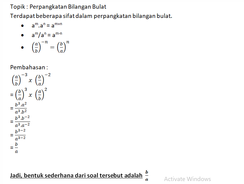 Bentuk Sederhana (a/b)pangkat Min 3 ×(b/a) Pangkat...