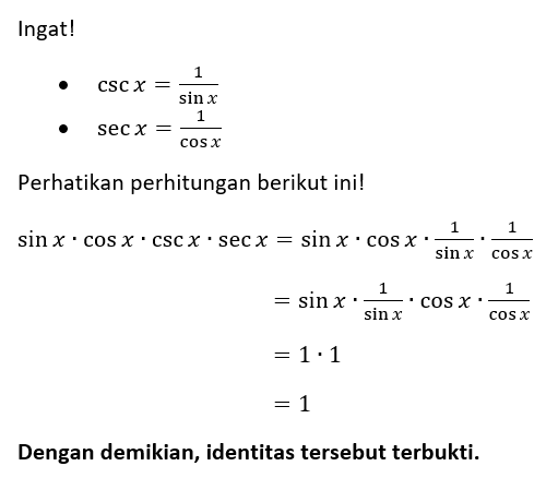 Buktikan Identitas - Identitas Trigonometri Benkut...