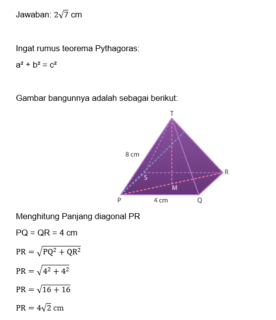 Diketahui Limas Segi Empat Beraturan T Pqrs Dengan