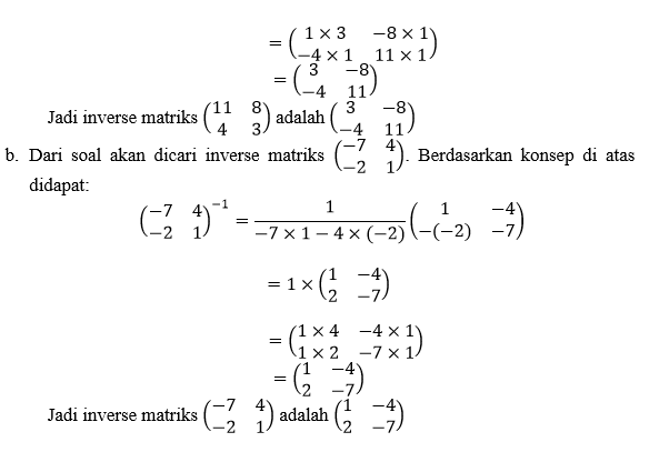 1. Tentukan invers dari matriks-matriks berikut